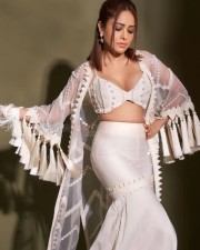 Sexy Nushrratt Bharuccha in a Vanilla Fringe Cape Sharara Photos 03