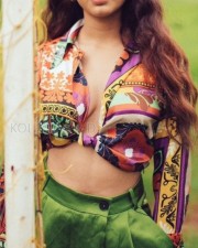 Sexy Priya Prakash Varrier Topless in a Colorful Crop Top and Green Pant Photos 02