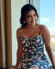Sexy Sakshi Agarwal in a Floral Printed Bodycon Dress with Spaghetti Strap Photos 07