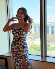 Sexy Sakshi Agarwal in a Floral Printed Bodycon Dress with Spaghetti Strap Photos 10
