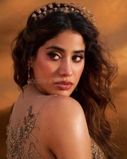 Sizzling Hot Janhvi Kapoor in a Thigh High Slit Golden Skirt with a Tiara Pictures 06