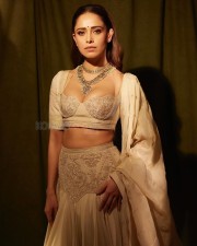 Sizzling Nushrratt Bharuccha in a Beige Lehenga with a Plunging Neckline Blouse Photos 06