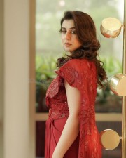 Sophisticated Nikki Galrani in a Red Saree with a Sleeveless Blouse Photos 02