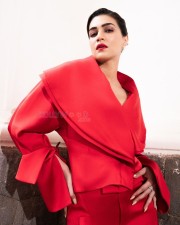 Striking Kriti Sanon in a Red Jacket and Skirt Pictures 04