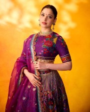 Stunning Tamannaah Bhatia in a Gorgeous Purple Lehenga Photos 03