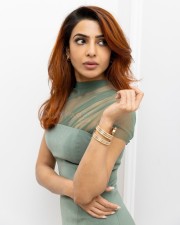 Stylish Samantha in a Green Dress for Citadel Honey Bunny Promo Photos 03