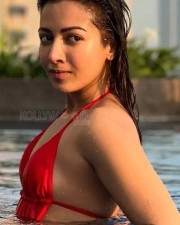 Waltair Veerayya Actress Catherine Tresa in a Red Two Piece Bikini Photos 05