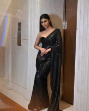 Glam Mouni Roy in a Black Saree and Off Shoulder Blouse Photos 01