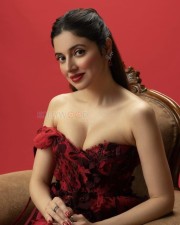 Gorgeous Divya Khosla Kumar in a Red Strapless Gown Photos 02