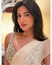 Sexy Sonal Chauhan in a Transparent Saree with Jeweled Sleeveless Blouse Photos 02