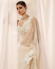 Slender Beauty Mouni Roy in a Transparent White Saree Pictures 04