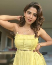 Stunning Iswarya Menon in a Yellow Shoulder Strap Maxi Dress Photos 03