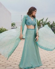 Talented Hansika Motwani in a Pastel Blue Lehenga with a Shrug Dupatta Photos 04