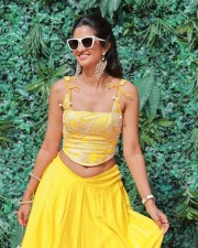 Tamil Actress Keerthi Pandian in a Yellow Lehenga Photos 05