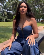 Actress Mrunal Thakur in a Denim Jumpsuit Photos 01