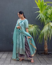 Actress Nikhila Vimal in a Light Embroidered Kurta Photos 01