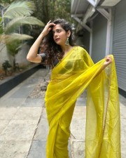 Beautiful Mithila Palkar in a Yellow Silk Saree and Black Blouse Pictures 01