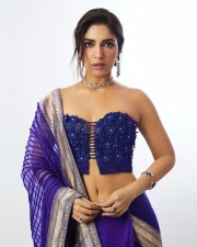 Bold Bhumi Pednekar in Purple Saree and Strapless Blouse Photos 04