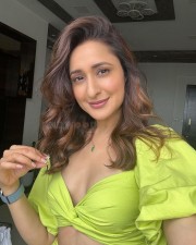 Bold Pragya Jaiswal in a Lime Green Crop Top and Mini Skirt Pictures 03