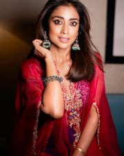 Captivating Shriya Saran in a Red Outfit for Diwali Photos 01