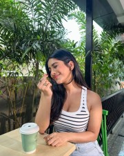 Chic Nabha Natesh in a Striped Sleeveless Top Pictures 01