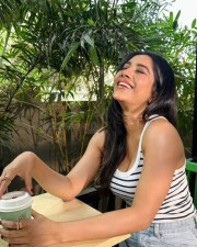 Chic Nabha Natesh in a Striped Sleeveless Top Pictures 02