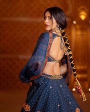 Dazzling Nabha Natesh in a Royal Blue Embroidered Lehenga Photos 02