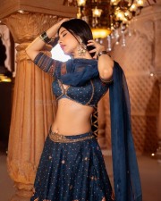 Dazzling Nabha Natesh in a Royal Blue Embroidered Lehenga Photos 04