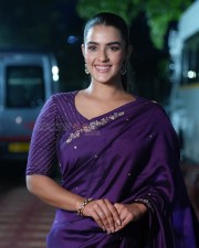 Double iSmart Heroine Kavya Thapar in a Traditional Blue Silk Saree Photos 01