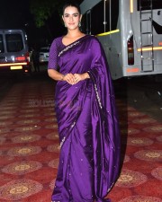 Double iSmart Heroine Kavya Thapar in a Traditional Blue Silk Saree Photos 04