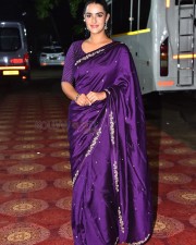 Double iSmart Heroine Kavya Thapar in a Traditional Blue Silk Saree Photos 09