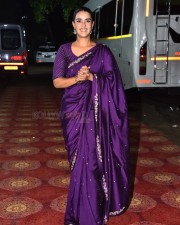 Double iSmart Heroine Kavya Thapar in a Traditional Blue Silk Saree Photos 10