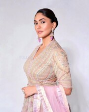 Elegant Beauty Mrunal Thakur in a Minimalistic Pastel Anarkali Dress Photos 04