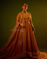 Enchanting Mrunal Thakur in a Golden Anarkali Suit Photoshoot Photos 06