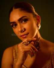 Enchanting Mrunal Thakur in a Golden Anarkali Suit Photoshoot Photos 09