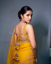 Gorgeous Anupama Parameswaran in a Yellow Printed Saree with a Sleeveless and Backless Blouse Photos 01