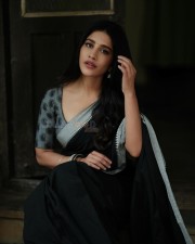 Ismart Beauty Nabha Natesh in a Black Saree with a Designer Blouse Photos 06