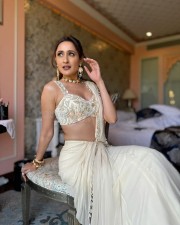 Khel Khel Mein Actress Pragya Jaiswal Cleavage in a White Saree Pictures 01