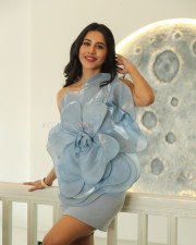 Mesmerizing Nabha Natesh in a Blue Grey Floral Dress Pictures 01