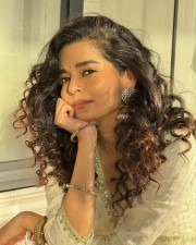 Pretty Mithila Palkar in a White Anarkali Dress Photos 01