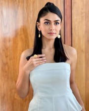 Sexy Mrunal Thakur in a White Off Shoulder Dress Photos 04