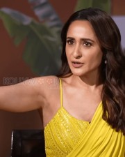 Sexy Pragya Jaiswal Armpit in a Yellow Saree with Sleeveless Blouse Pictures 01