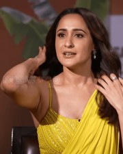 Sexy Pragya Jaiswal Armpit in a Yellow Saree with Sleeveless Blouse Pictures 02