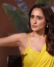 Sexy Pragya Jaiswal Armpit in a Yellow Saree with Sleeveless Blouse Pictures 03