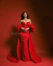 Stylish Diva Shilpa Shetty in a Red Rose Off Shoulder Gown Photos 03