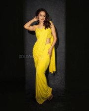 Tyson Naidu Actress Pragya Jaiswal in a Yellow Saree with a Spaghetti Strap Blouse Photos 01