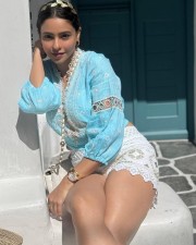 Aamna Sharif in a Powder Blue Top and Lace Shorts Photos 01