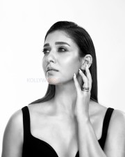 Charming Nayanthara in a Black V Bar Cut Out Midi Dress Photos 02