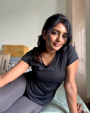 Chic Beauty Eesha Rebba in a Simple Black Top with Grey Pant Photos 02