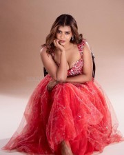 Elegant Hebah Patel in a Vibrant Red Gown Photos 01